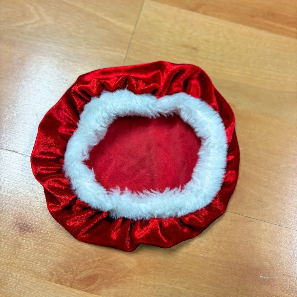 Small Wonders Red & White Velvet Santa Claus Christmas Dress & Bonnet 0-3M